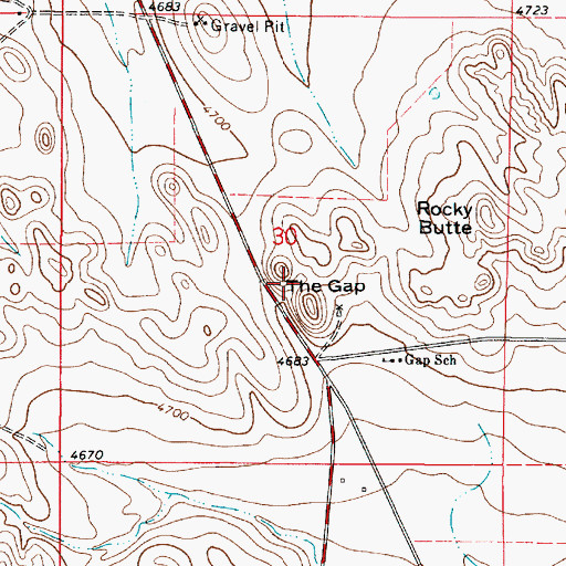 Topographic Map of The Gap, WY