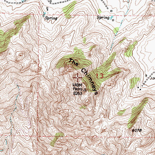 Topographic Map of The Chimneys, WY