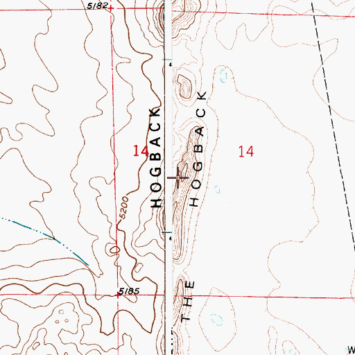 Topographic Map of The Hogback, WY