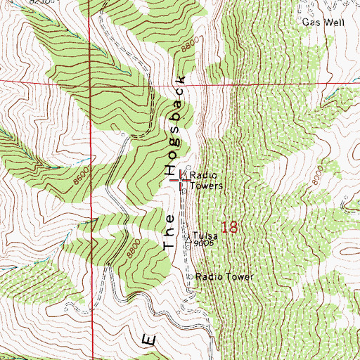 Topographic Map of The Hogsback, WY