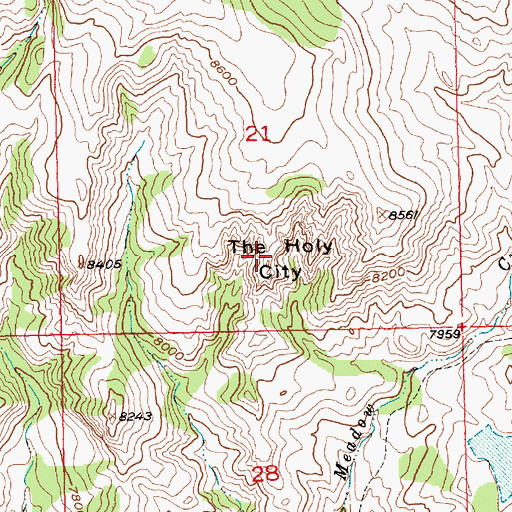 Topographic Map of The Holy City, WY
