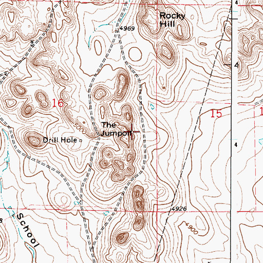 Topographic Map of The Jumpoff, WY