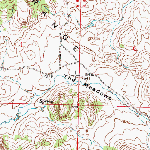 Topographic Map of The Meadows, WY