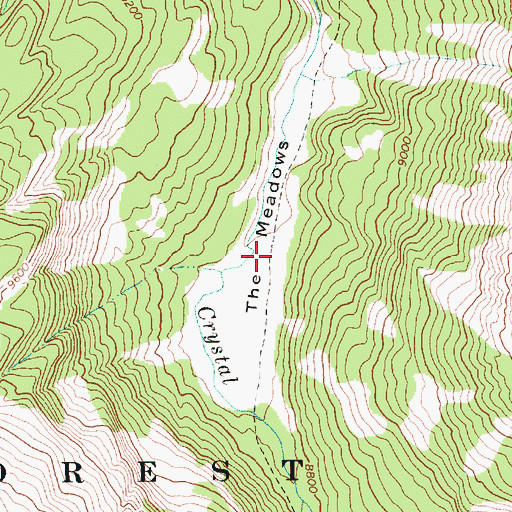 Topographic Map of The Meadows, WY