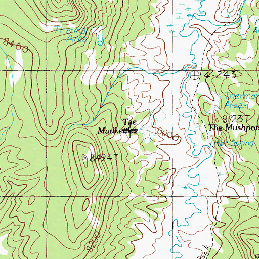 Topographic Map of The Mudkettles, WY