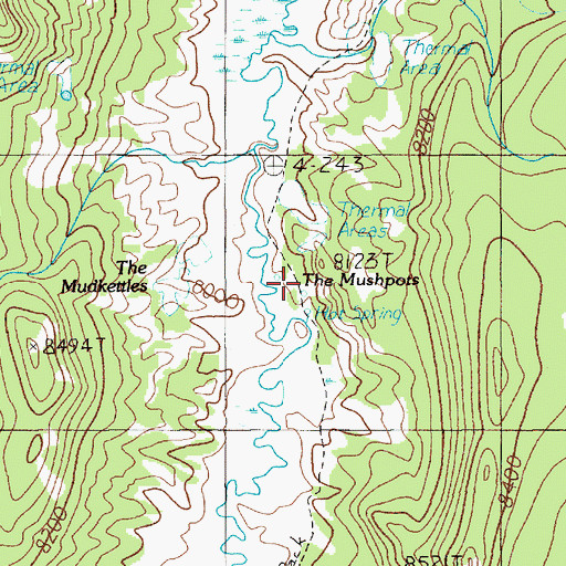 Topographic Map of The Mushpots, WY