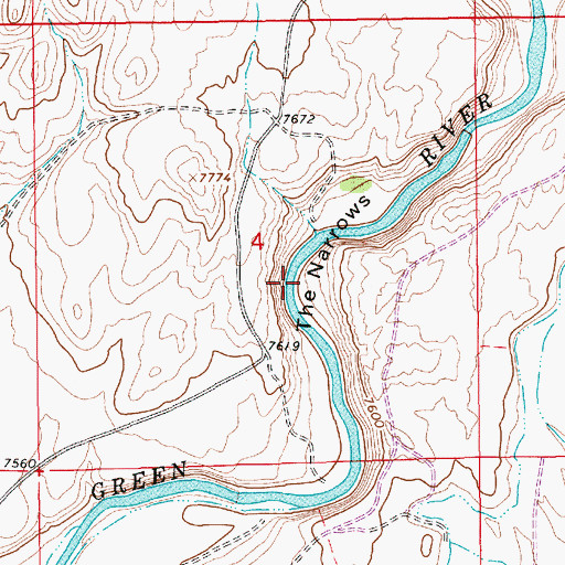 Topographic Map of The Narrows, WY