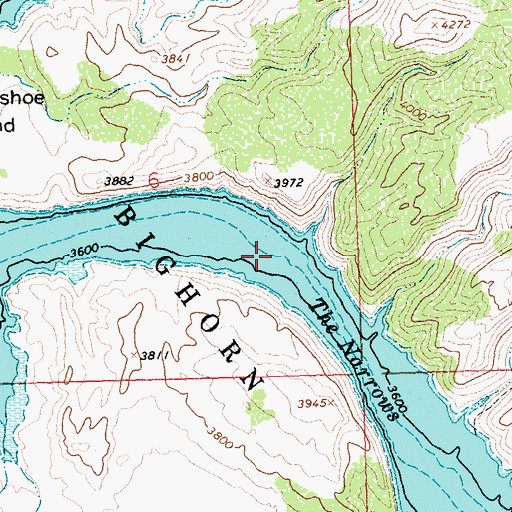 Topographic Map of The Narrows River, WY