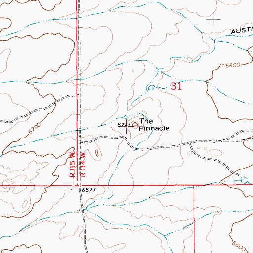 Topographic Map of The Pinnacle, WY