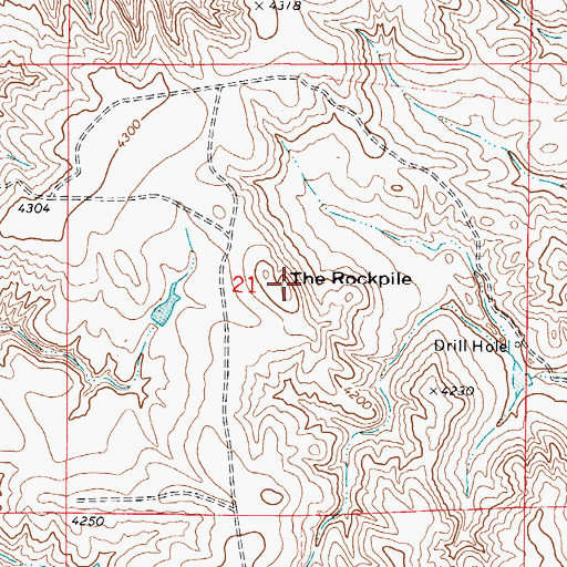 Topographic Map of The Rockpile, WY