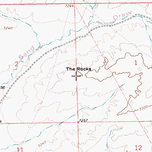 Topographic Map of The Rocks, WY
