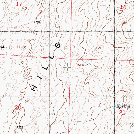 Topographic Map of The Sand Hills, WY