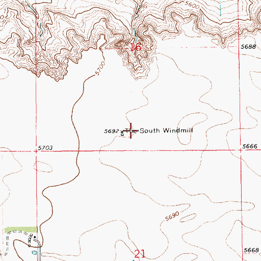 Topographic Map of The South Windmill, WY