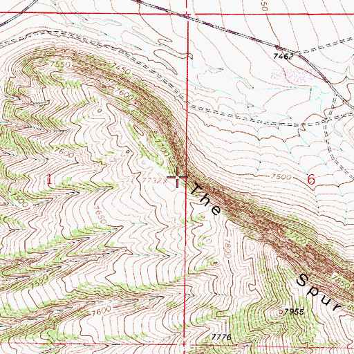 Topographic Map of The Spur, WY