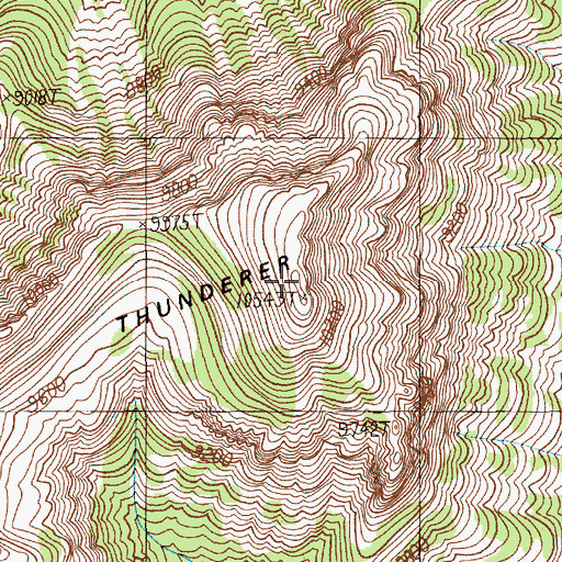 Topographic Map of The Thunderer, WY