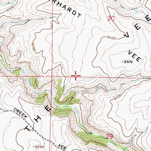 Topographic Map of The Vees, WY