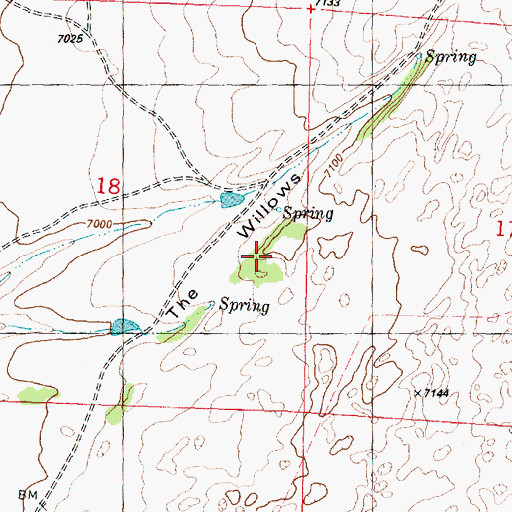 Topographic Map of The Willows, WY