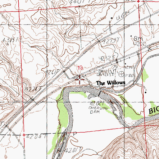 Topographic Map of The Willows, WY