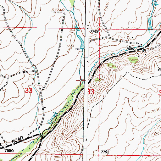 Topographic Map of Thode Creek, WY
