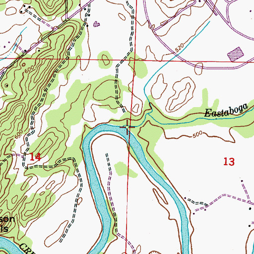 Topographic Map of Eastaboga Creek, AL