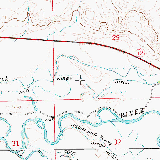 Topographic Map of Thompson and Kirby Ditch, WY