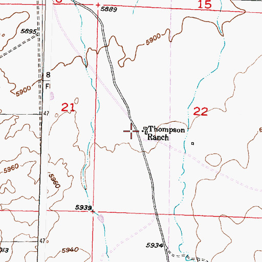 Topographic Map of Thompson Ranch, WY