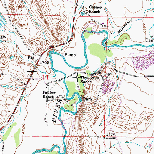 Topographic Map of Thompson Ranch, WY