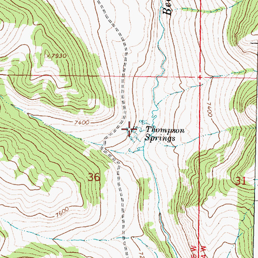 Topographic Map of Thompson Springs, WY