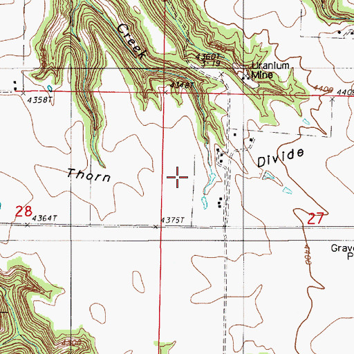 Topographic Map of Thorn Divide, WY