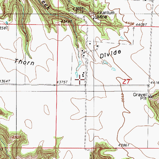 Topographic Map of Thorn Divide School, WY