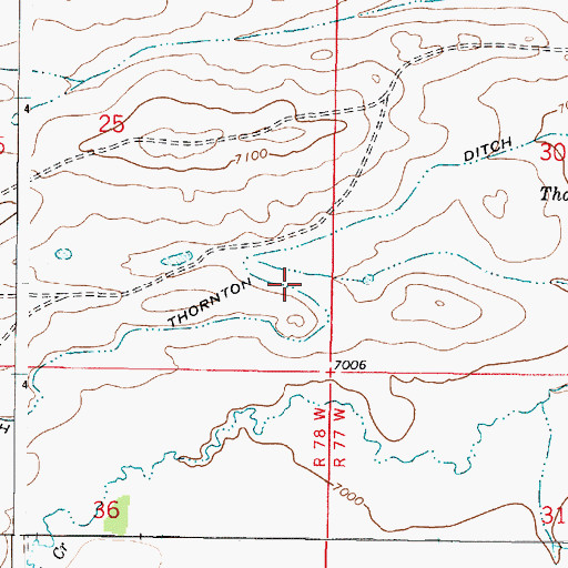 Topographic Map of Thornton Ditch, WY