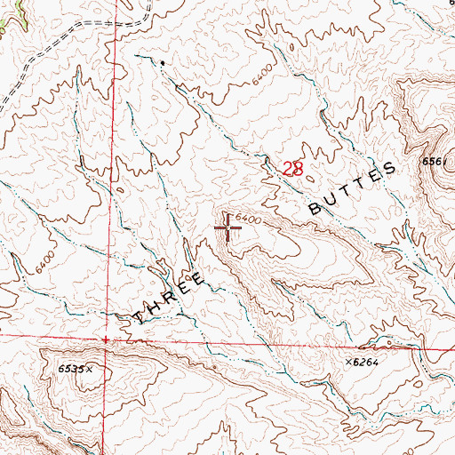 Topographic Map of Three Buttes, WY