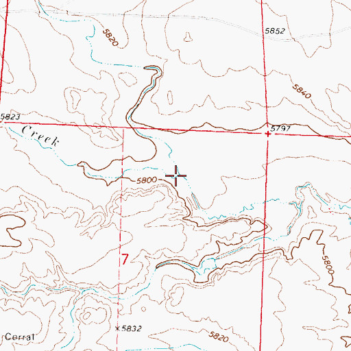 Topographic Map of Three Buttes Creek, WY