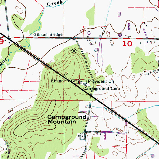 Topographic Map of Ebenezer Church, AL