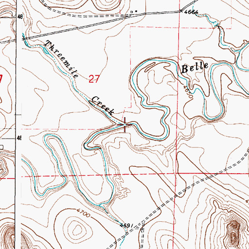 Topographic Map of Threemile Creek, WY