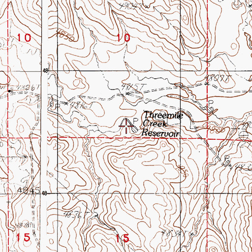 Topographic Map of Threemile Creek Reservoir, WY