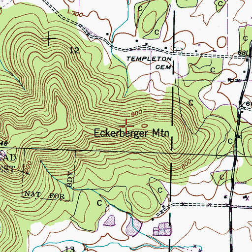 Topographic Map of Eckerberger Mountain, AL