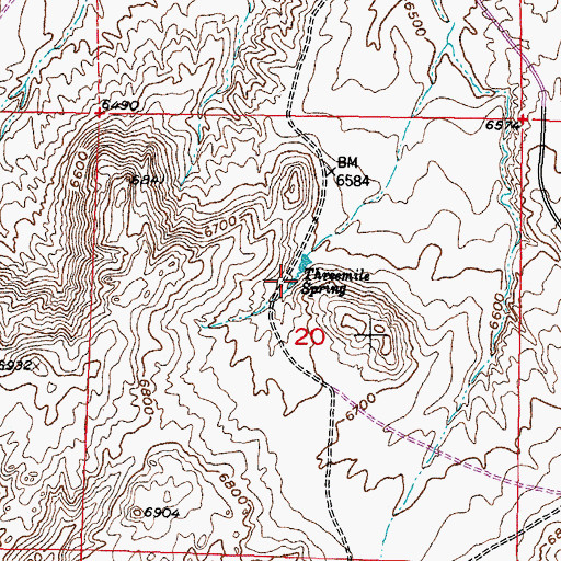 Topographic Map of Threemile Spring, WY