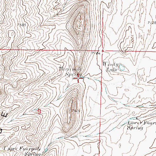 Topographic Map of Threemile Spring, WY