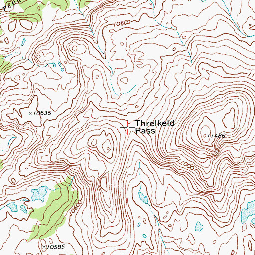 Topographic Map of Threlkeld Pass, WY