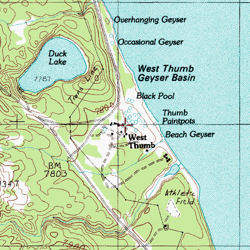 Topographic Map of Thumb Paintpots, WY
