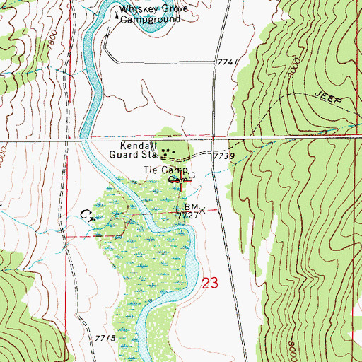 Topographic Map of Tie Camp Cemetery, WY