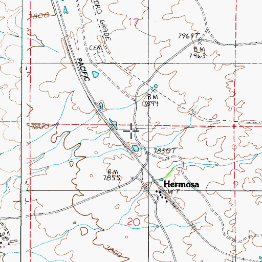 Topographic Map of Tie Siding, WY