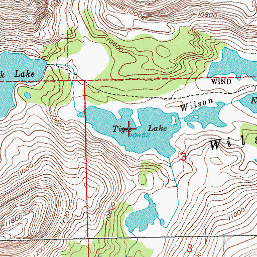 Topographic Map of Tigee Lake, WY