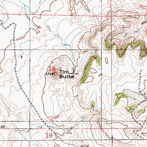 Topographic Map of Tim Butte, WY