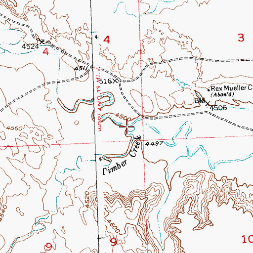 Topographic Map of Timber Creek, WY
