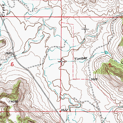 Topographic Map of Timber Draw, WY