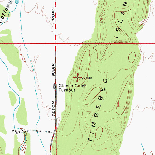 Topographic Map of Timbered Island, WY