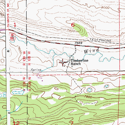Topographic Map of Timberline Ranch, WY