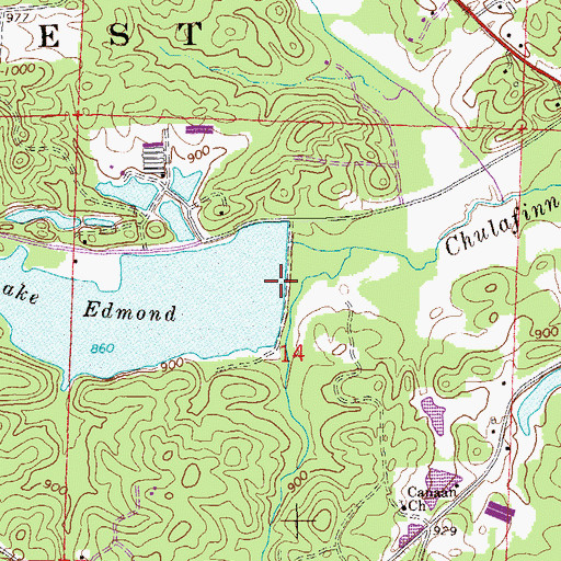 Topographic Map of Lake Edmond, AL